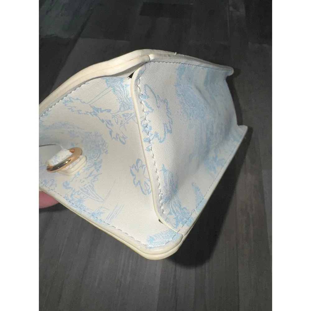 Aldo Top Handle Bag Women Cream Blue Toile De Jouy Ruched Handle Small OS
